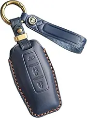 ontto Cowhide Car key cover fit for Mitsubishi Outlander 2022 2023 2024 handmade leather key case holder keyring key chain Smart Key Shell Accessories