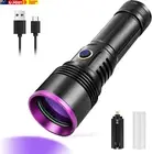 Rechargeable 365Nm UV Light Torch, 30W UV Flashlight Black Light for Pet Urine D