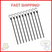 PRETEX 12 Bungee Cords with Hooks - Long Cord Rope Pack in Black - Strong Elasti