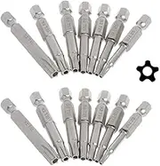 14 Pcs Torx Star 5 Point Screwdriver Bits T10-T40 Magnetic Security Tamper Proof Torx Head Screw Driver Bit Set with 1/4 Inch Hex Shank, 50mm Length (Set of 2)