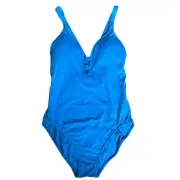 Seafolly Collective Deep V One Piece Electric Blue Size US 12 Long Fit Coastal