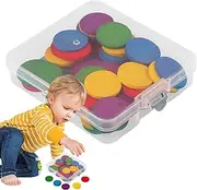 Counting Manipulatives | Wooden Round Counters Playset - School Teaching Supplies, Brain Developmental Toy for Birthday Holiday