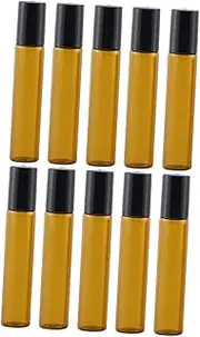 VICASKY 10pcs Glass Roller Bottles for Essential Oils and Perfume Leak Design with Lid Travel Friendly Refillable Bottles Durable and UV Resistant Glass