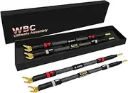 WORLDS BEST CABLES 4 Units - 8 Inch Ultimate - 8 AWG - Ultra-Pure OFC - Premium Audiophile HiFi Speaker Jumper Cables with Eminence Gold Banana & Spade Plugs & Carbon Tweed Jacket