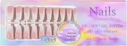 5 Gradient Colors Soft Nail Tips Pre-Applied Base Coat & Tip Primer Pre-Made Fake Nails 15 Sizes False Nail Tips for Nail Art DIY 4