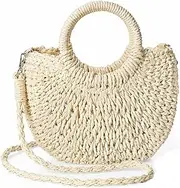 [BLAZDEVE] Handwoven Rattan Bag for Women, Straw Clutch Purse, Summer Beach Bags Handbag Straw Crossbody Bag with Adjustable Strap, Natural Handmade Straw Bag, Easy to Match Clothes