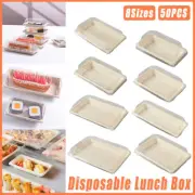 50PCS Eco-Friendly Sushi Boxes Biodegradable Rectangular Lunch Packaging Plate