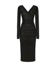 Dolce Gabbana Polka-Dot Printed Midi Tulle Dress IT46 black