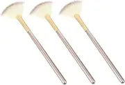 DECORNIJIA 3pcs Facial Fan Makeup Brush Durable Manmade Applicators for Powder Skincare for Highlighting Concealer and Makeup Application