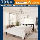 Bed Frame Black Solid Wood Pine 153x203 cm Queen Size Bedroom Furniture 10091