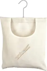 Whitmor Canvas Clothespin Bag Hanging Storage Organizer White