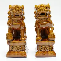 在飛比找蝦皮購物優惠-陶瓷獅子擺件   陶瓷獅子擺件一對唐三彩獅子客廳門口屋頂擺放