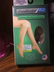 loving comfort Fashion knee high stocking compression 20-30 MMHG Beigh Large NIB