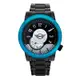 MINI Swiss Watches 石英錶 43mm 黑底藍環錶面 黑色不銹鋼錶帶