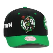 Mitchell & Ness Boston Celtics Pre-Curved Snapback Hat Cap Black/Side Patch