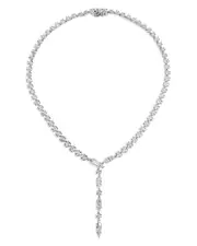 Nadri Btrx Mixed Cubic Zirconia Lariat Necklace in Rhodium Plated, 16