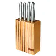 Furi Pro Wood 5 Piece Knife Block Set - 5pc Japanese Stainless Steel