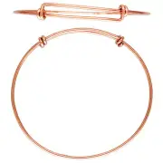 Rose Gold Fill Expandable Wire Bangle Bracelet. Adjustable Bangle for DIY Charms