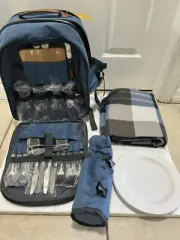 Sunflora Picnic Backpack Set of 4 Light Blue