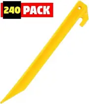 240 Pack Yellow Tent Stakes 9" Plastic Pegs Outdoor Camping Garden Pins Non Rust