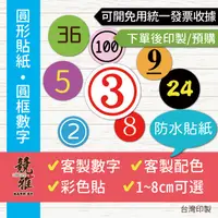 在飛比找蝦皮購物優惠-【競雅】5天出貨- 【全組同一數字】防水貼紙 彩色數字貼紙 