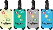 Alyvisun 4 Pcs Luggage Tags, Silicone Suitcase Tags, Travel Tags for Luggage with Waterproof ID Card, Luggage Tags Labels for Suitcases Checked Luggage Handbags(Light Color)