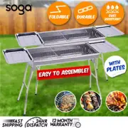 SOGA 2x Skewers Grill w/ Side Tray Portable Stainless Steel Charcoal BBQ Outdoor