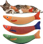 AUSCAT Cat Catnip Toys, 3PCS Catnip Fish Toy for Cats, Cat Kicker Toys with Crinkle Sound, Interactive Plush Soft Cat Toys for Indoor Cats and Kittens