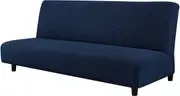 Stretch Armless Sofa Slipcover Futon Cover with Elastic Bottom, Navy