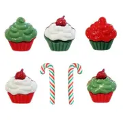 Holiday Cupcake Sweets Button Set - Christmas Craft Sew Scrap - Shelly's Buttons