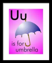 U is for umbrella - Art Print Home Decor Wall - Flashcard (frame not included)