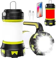 Camping Lantern, Outdoor Led Camping Lantern, Rechargeable Flashlights with 1000LM, 6 Modes, IPX5 Waterproof Portable Emergency Camping Light for Fishing, Hiking, Reading