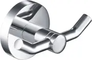 Elie Bathroom Robe and Towel Double Hook, Chrome Finish, KEA-18802CH