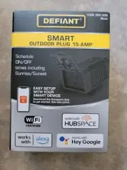 Defiant 15 Amp 120 Volt Smart Wi-Fi Outdoor Plug W/ Single outlet New!
