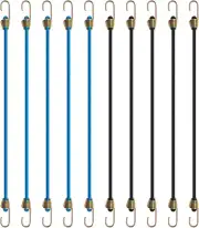 NILLOS Elastic Bungee Cords, 10 PCS Black and Blue Elastic Rope Rubber Strap ...