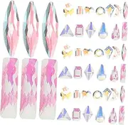WOONEKY 2 Boxes Nail Rhinestones Charms for Women Unique Manicure Decorations for DIY Nail Salons Includes Ab Gems