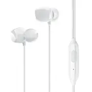 EP-28 Earphone Durable 3.5mm Wired Control In-ear Stereo Earbuds Headphone with Mic WHITE COLOR
