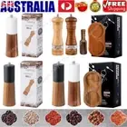 6" Adjustable Wooden Salt and Pepper Grinder Manual Salt Pepper Mill with Stand