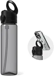 RhinoShield AquaStand Magnetic Bottle 27 oz | Tritan Water Bottle with Straw Lid, Sport Bottle with MagSafe Compatible Handle, Tripod with Adjustable Angles, Leak Proof, Lightweight - Classic Black