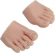 Practice Fake Foot Model, Nail Practice Training Foot Half Foot Model with Toes, 1 Pair Flexible Soft Silicone Prosthetic Manicure Tool for Acrylic Nails Tips Art Training Display (Medium Skin Color)