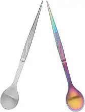 Totority 2pcs Stainless Steel Tasting Spoon Tweezers Multi Use Kitchen Tool for Elegant Cold Dish Plating Long Spoon Chef Tweezers for Flavor Testing Presentation