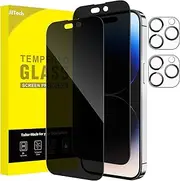 JETech Privacy Full Coverage Screen Protector for iPhone 14 Pro Max 6.7-Inch with Camera Lens Protector, Anti-Spy Tempered Glass Film, 2-Pack Each