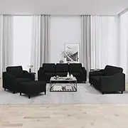4 Piece Sofa Set with Pillows Black Fabric,Sofas 76.3KG-3201798