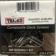 316SS TAMKO 10 x 2-1/2" Star Drive SHADED AUBURN Composite Deck Screws (350 pcs)
