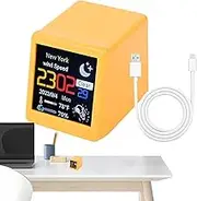 Wireless Weather Clock- Multi-Function Desktop Weather Station | Portable Rechargeable Humidity Monitor with Date Display, Alarm Clock and Temperature Sensor for Home, Office or Travel