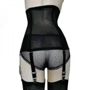Women's High-waist Firm Shaping Waist Removable Garter Belt Lady Clothing G OD Black
