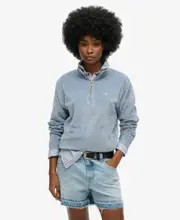 Velour Half Zip | Tidal Blue