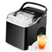 Countertop Ice Maker, 9 Cubes Ready in 6 Mins, 26lbs in 24Hrs, Portable Black