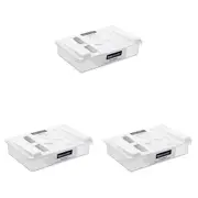 3x Boxsweden 32.5cm Crystal Undershelf Fridge Drawer Storage Organiser LRG White