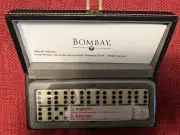 Bombay Company Tivoli Domino Game Set Beautiful Black Leather Stitched Case New